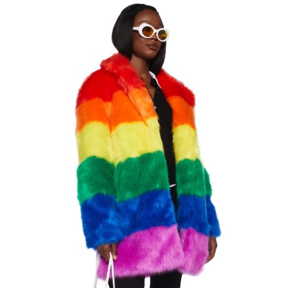 dELiA*s by Dolls Kill Vivid Vibrations Faux Fur Coat - NWT - Picture 1 of 4
